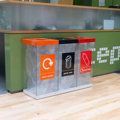 Thùng rác bằng mica trong - có 2 ngăn, 3 ngăn phân loại rác Vietbin